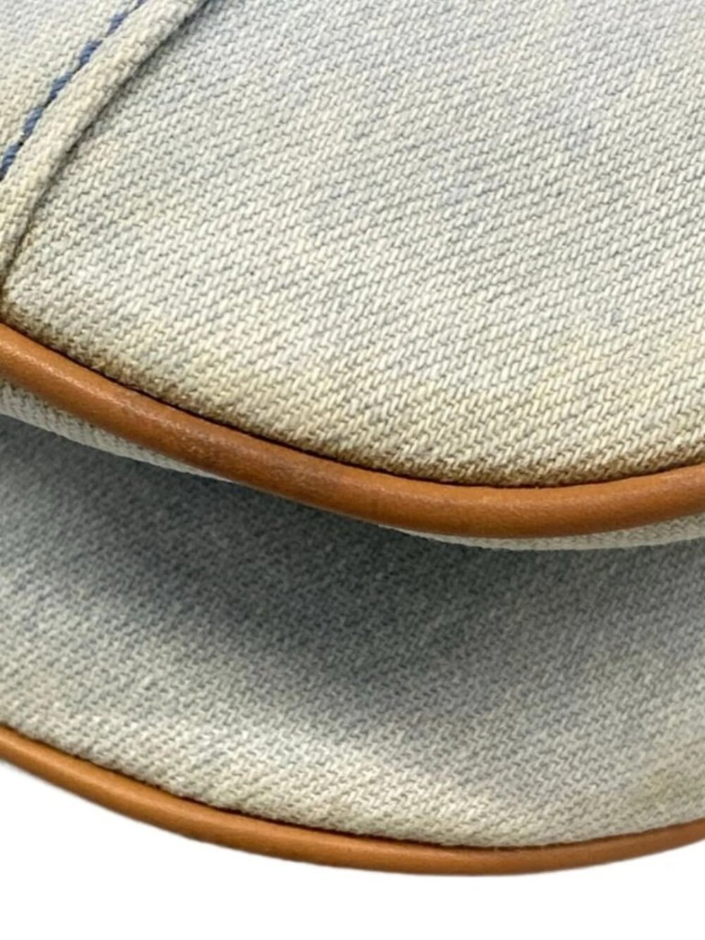 DIOR/ChristianDior Double Saddle Bag - Light Blue Beige Denim Leather - Picture 6 of 15